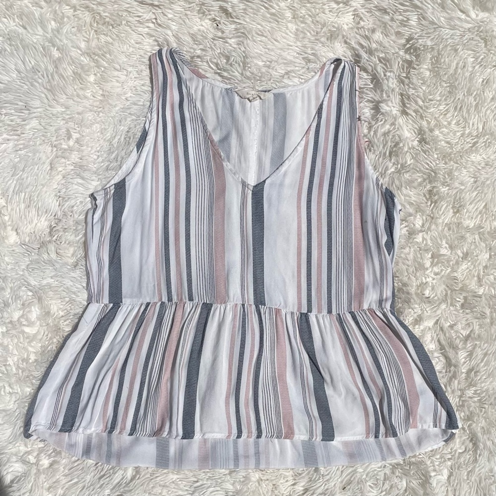 (SOLD) Sim and Sam Striped Peplum Tank Top
